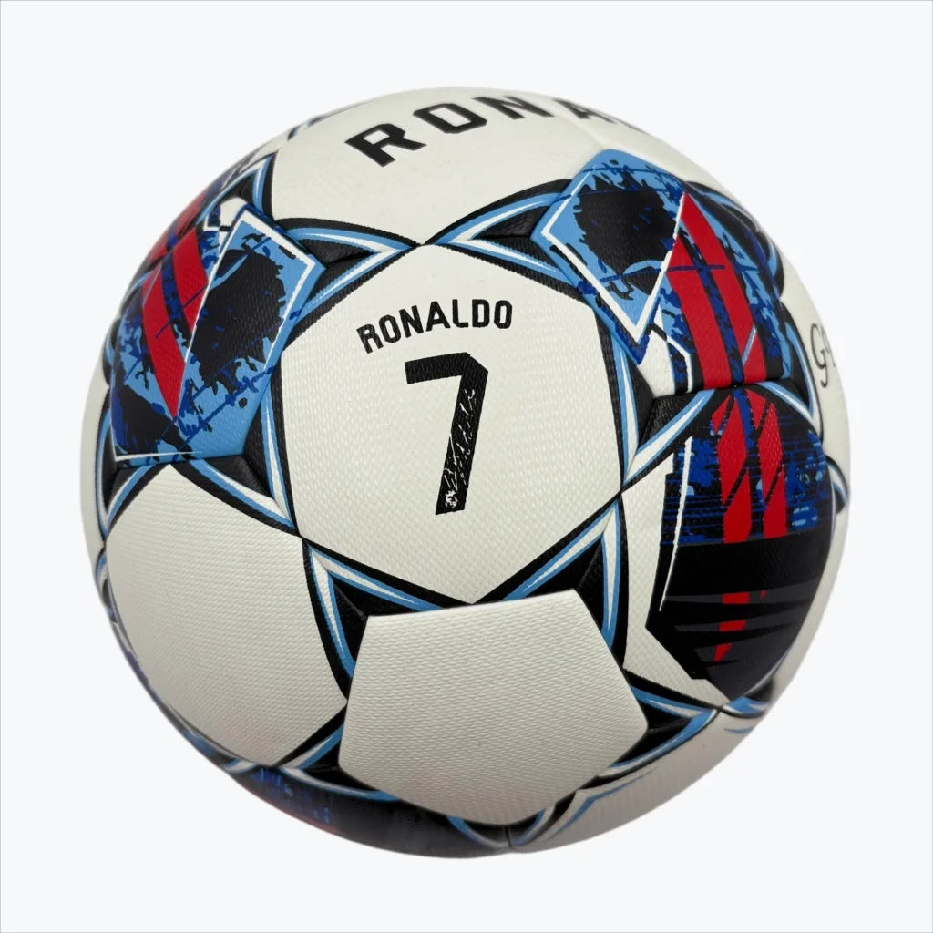 A black red and blue graffiti football made of PU