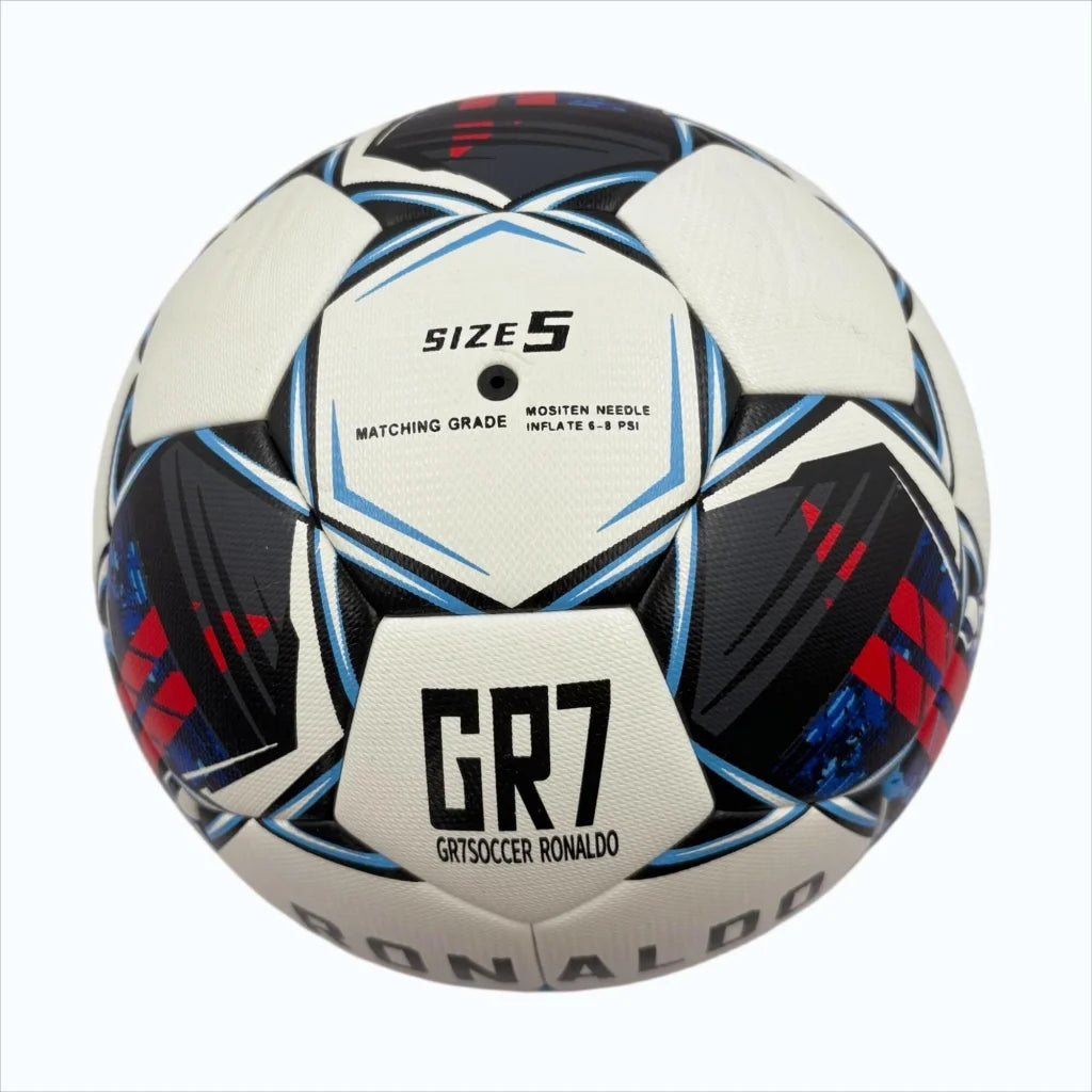 A black red and blue graffiti football made of PU