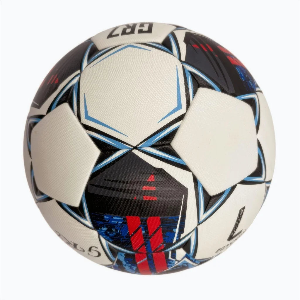 A black red and blue graffiti football made of PU