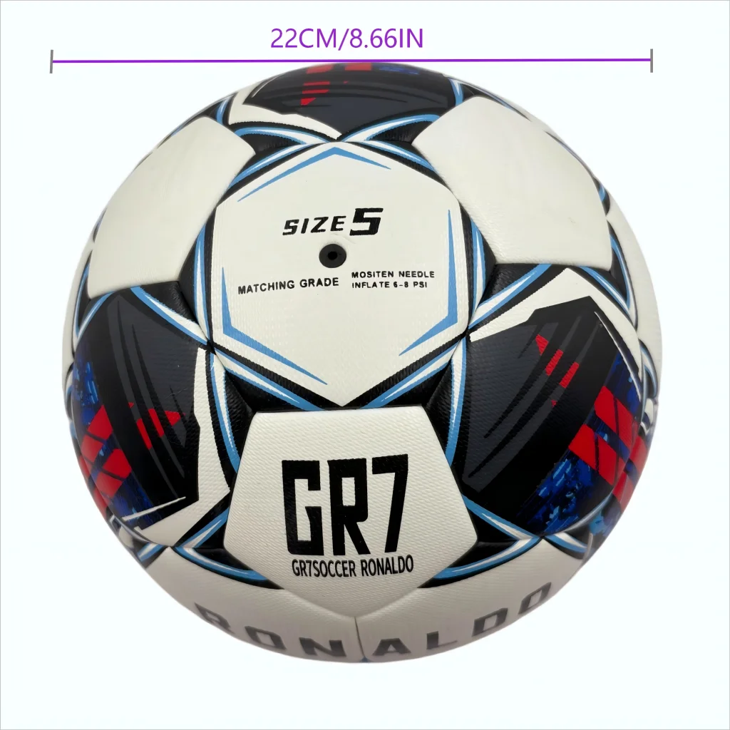 A black red and blue graffiti football made of PU
