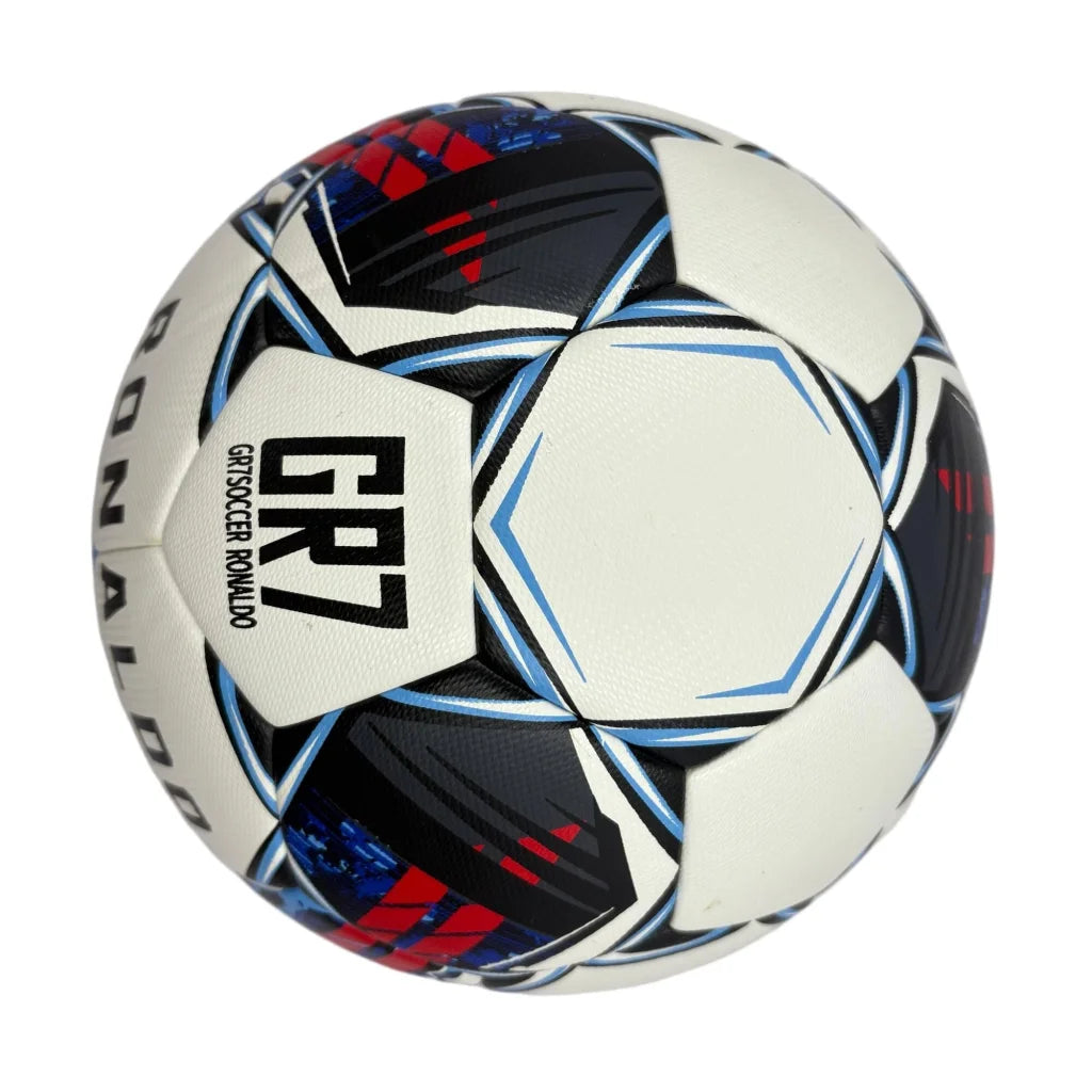 A black red and blue graffiti football made of PU