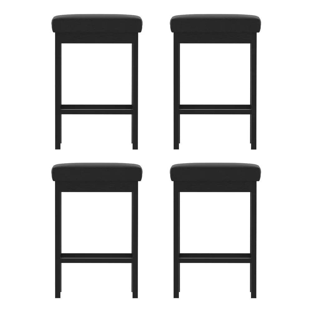 A Set of 4 Artiss Metal Bar Stools PU Seat Dining Counter