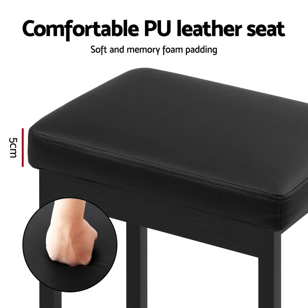 A Set of 4 Artiss Metal Bar Stools PU Seat Dining Counter