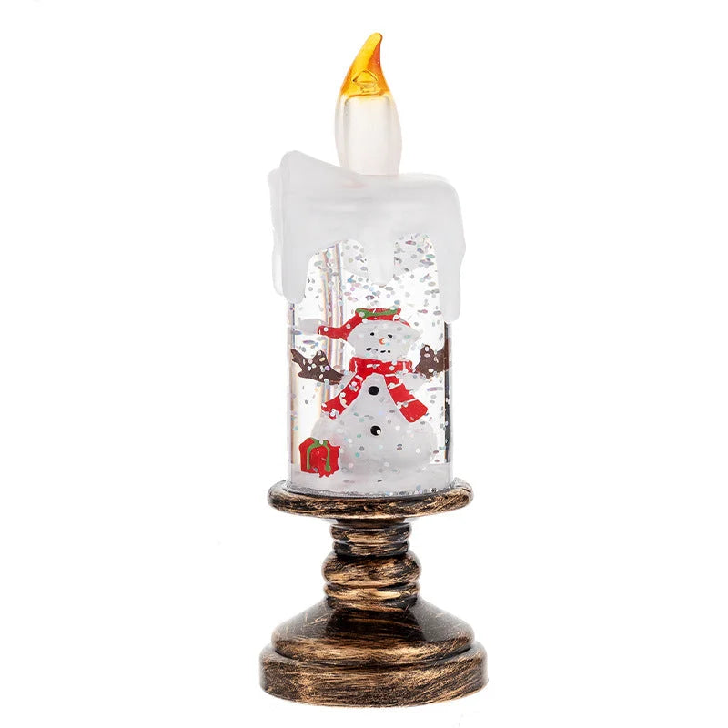 (A set of four) Festive Christmas Candle Lights with Snow