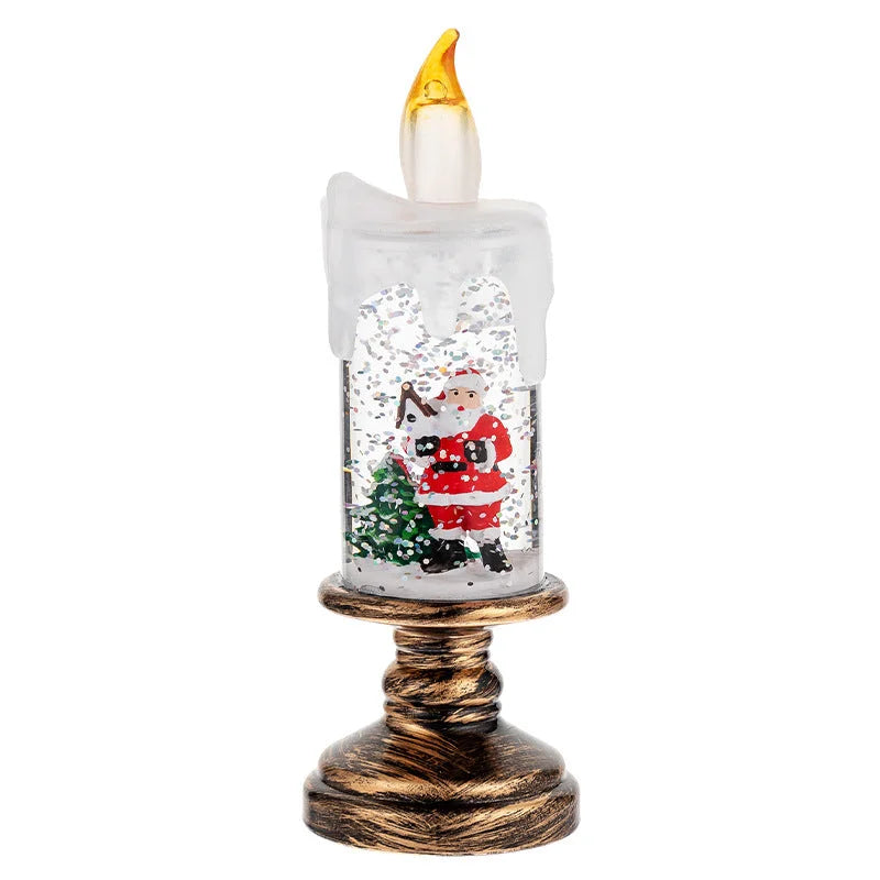 (A set of four) Festive Christmas Candle Lights with Snow