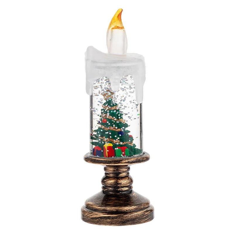 (A set of four) Festive Christmas Candle Lights with Snow