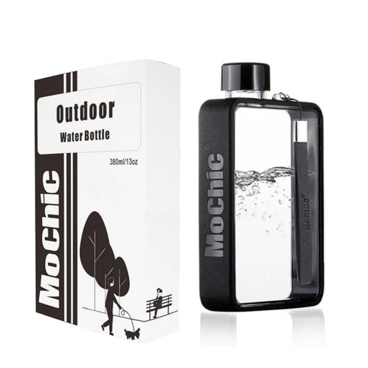 A5 Flat Water Bottle Portable Travel Mug BPA-Free - Black