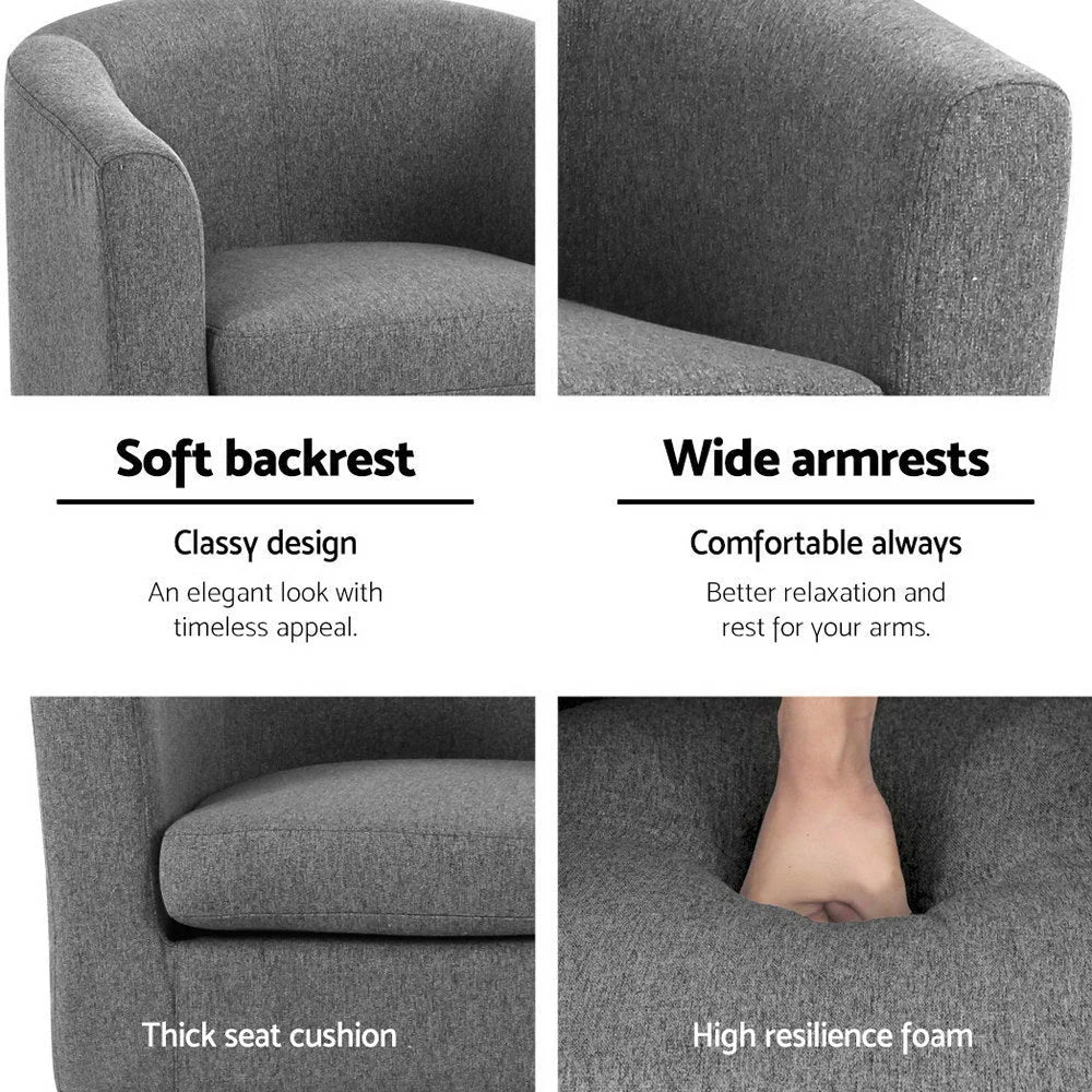 Abby Fabric Armchair, Grey