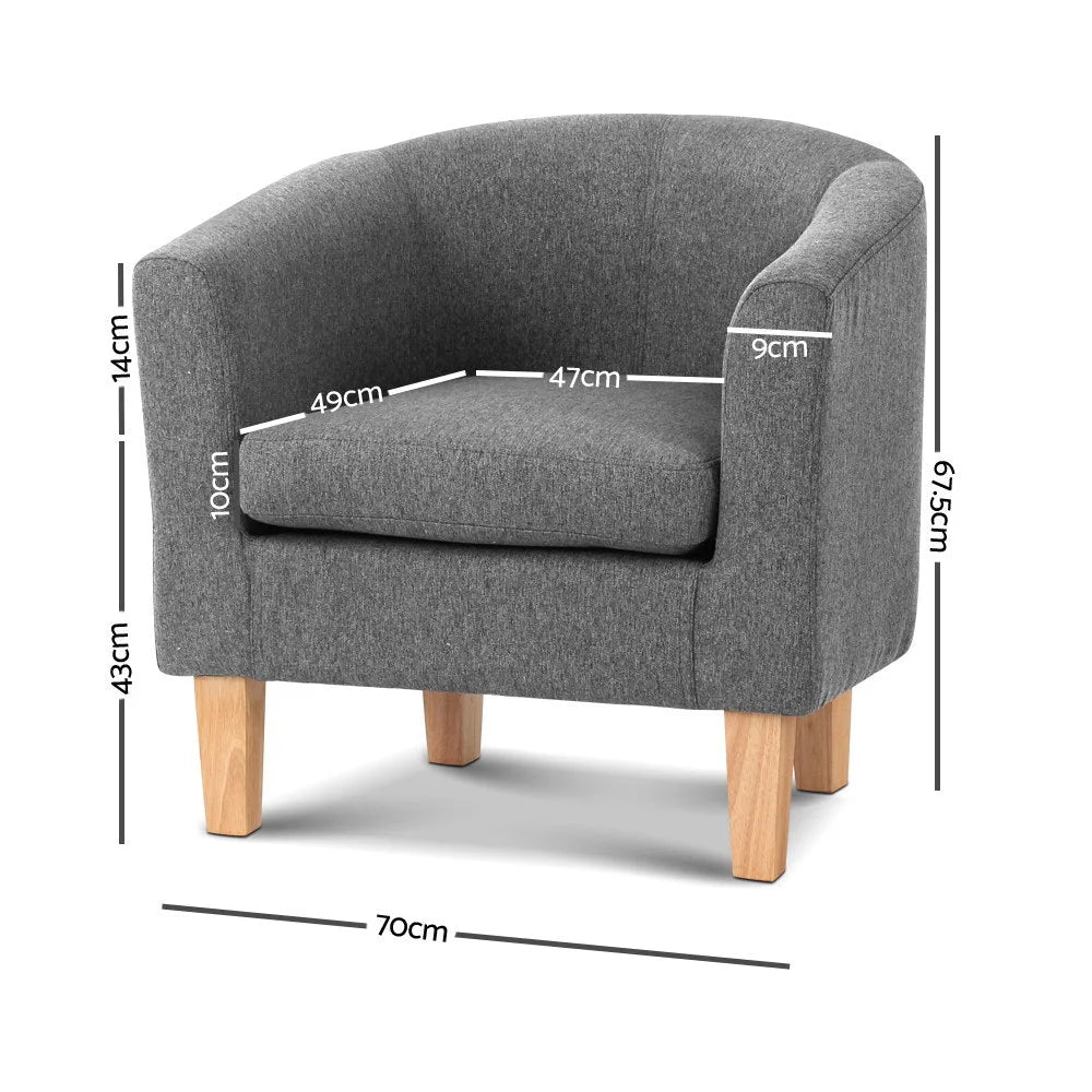 Abby Fabric Armchair, Grey