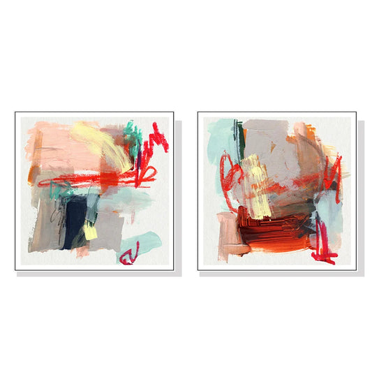 Abstract Colourful Garden Wall Art Canvas 100cmx100cm 2