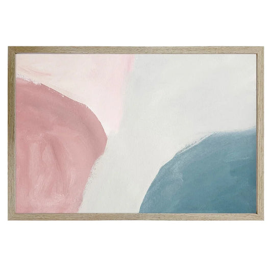 Abstract Dunes Framed Wall Print w Oak finish frame & glass