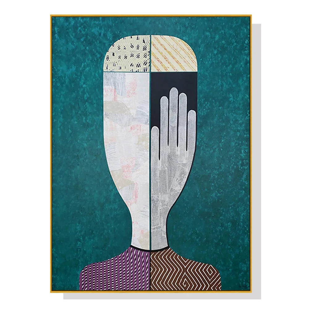 Abstract Man Wall Art - Gold Frame Canvas 60cm x 90cm