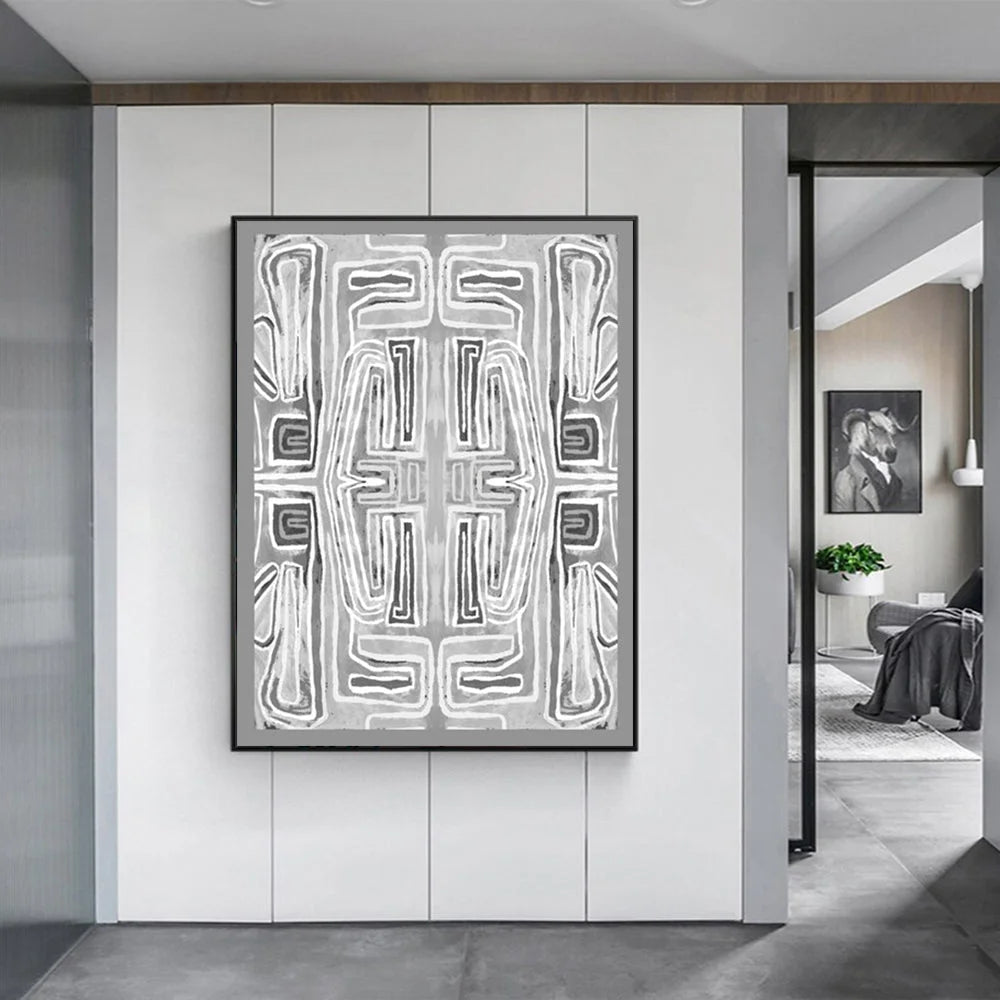 Abstract Mountain Wall Art Canvas 90cmx135cm Black Frame