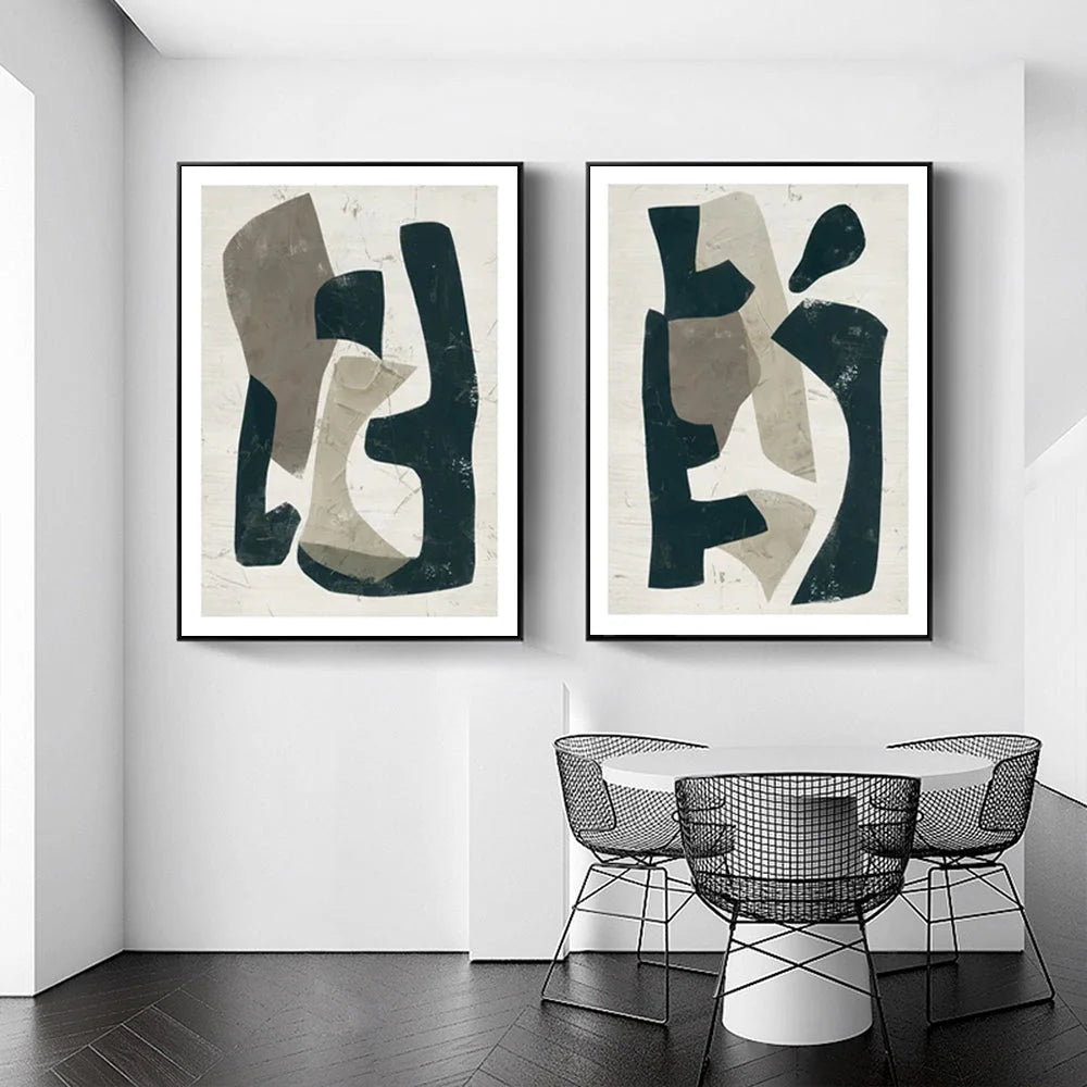 Abstract Puzzle Wall Art Canvas 40cmx60cm 2 Sets Black