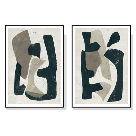 Abstract Puzzle Wall Art Canvas 80cmx120cm 2 Sets Black
