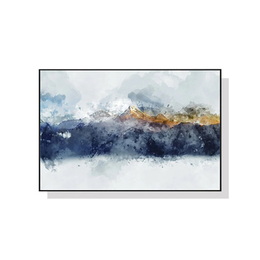 Abstract Sunlight Mountains Canvas Wall Art Black Frame