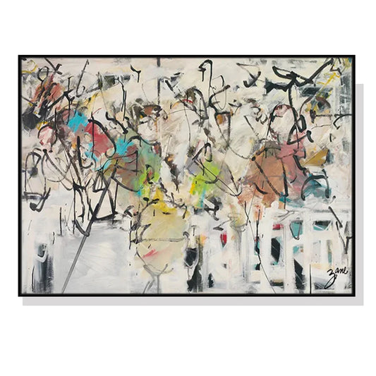 Abstract White Dream Wall Art Canvas 90cmx135cm Black Frame