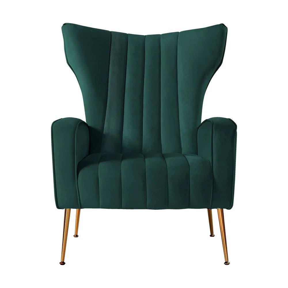 Accent Armchair Lounge Chair Velvet Sofa Green Seat
