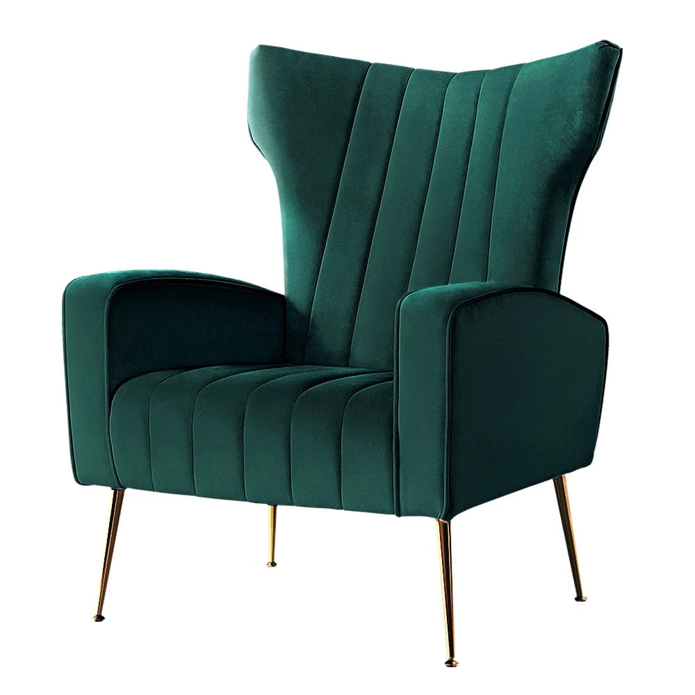 Accent Armchair Lounge Chair Velvet Sofa Green Seat