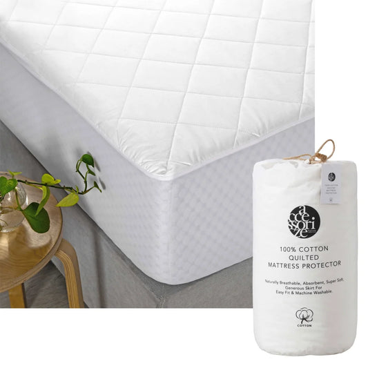 Accessorize Cotton Quilted Mattress Protector Queen - Home