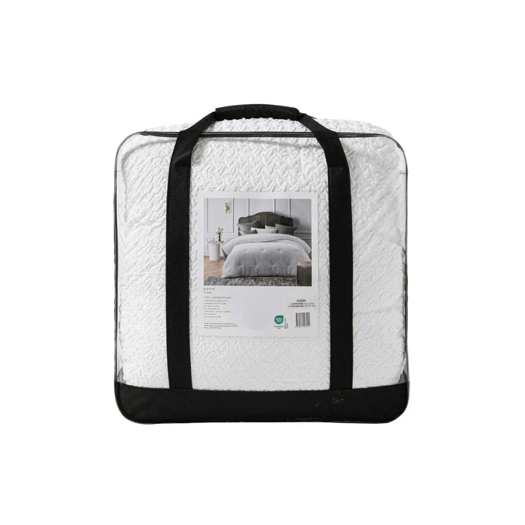 Accessorize Dotty Clip White 3-Piece Jacquard Comforter Set