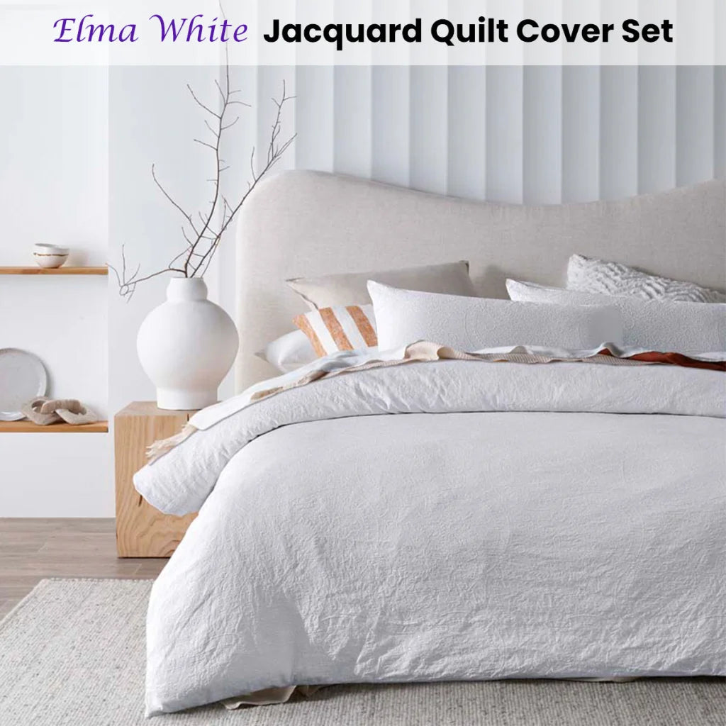 Accessorize Elma White Jacquard Quilt Cover Set - King