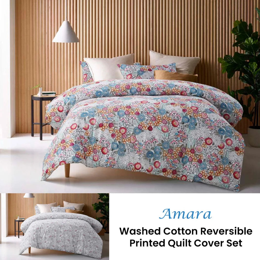 Accessorize Quilt Cover Set Amara Washed Cotton Printed