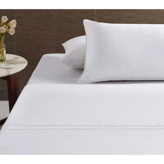 Accessorize Sheet Set Hotel Deluxe Cotton White Piped Super