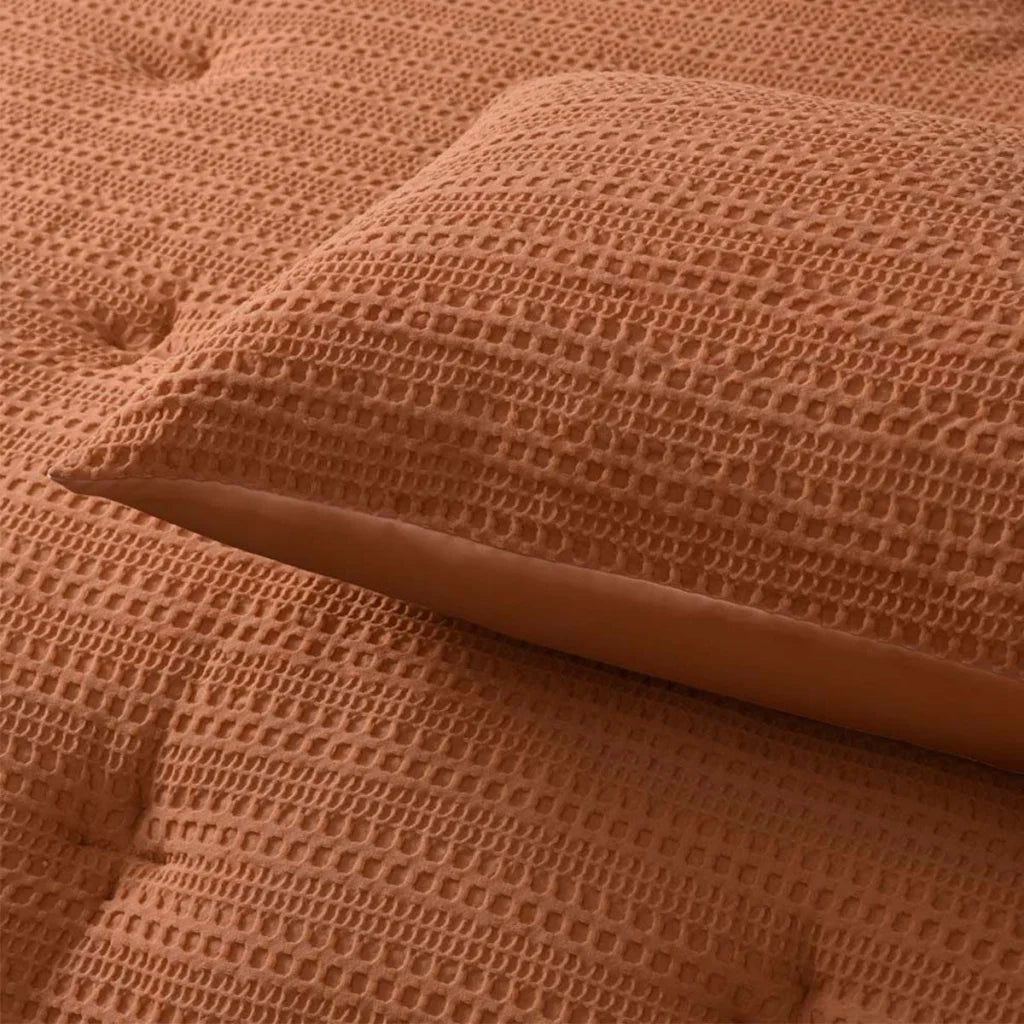 Accessorize Waffle Tobacco 3-Piece Comforter Set - King