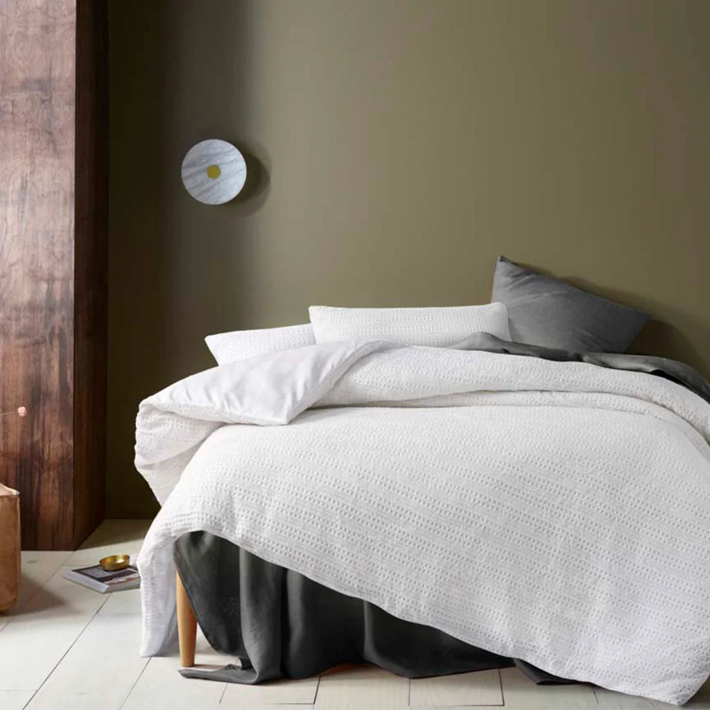 Accessorize Waffle White Quilt Cover Set - King - Home &