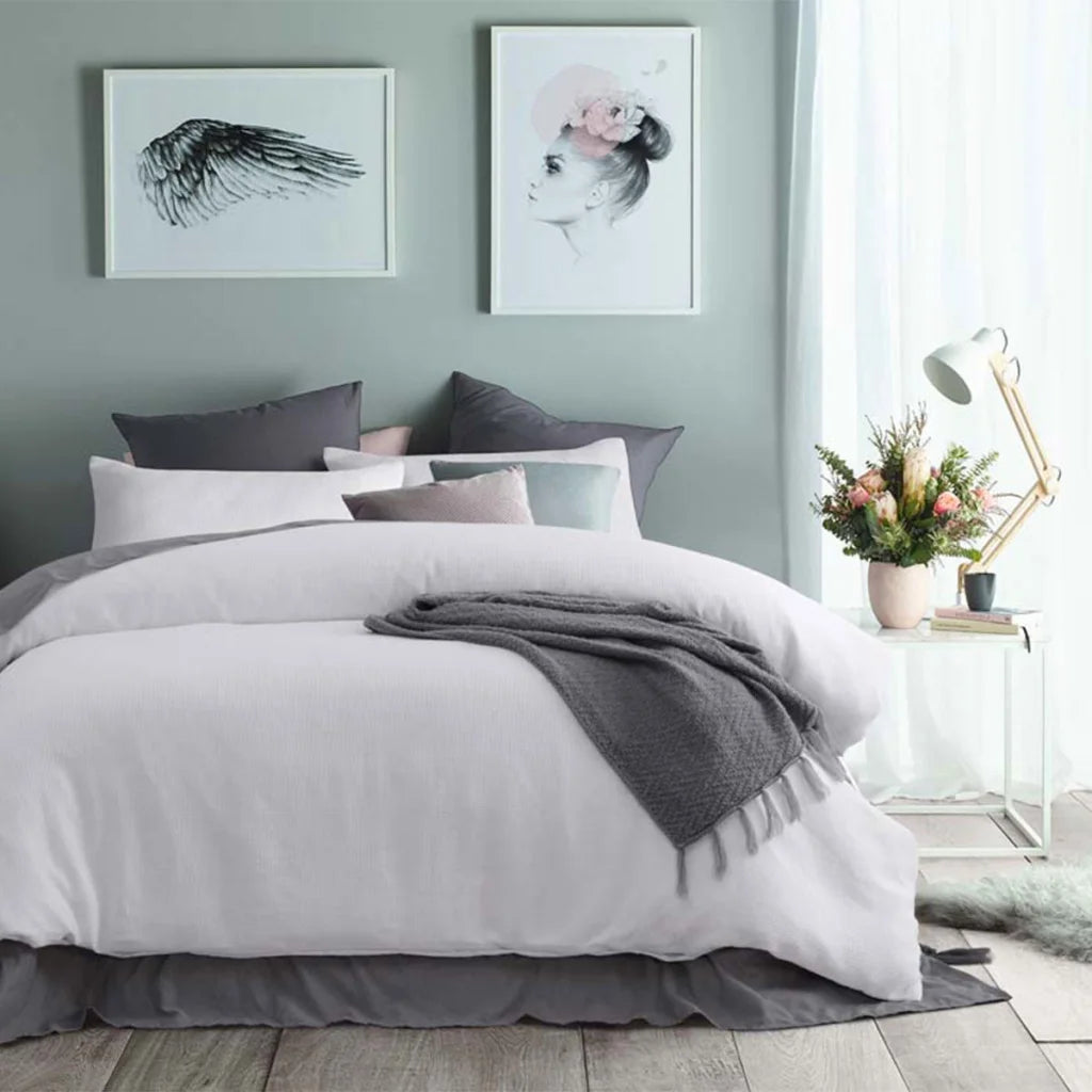 Accessorize White Waffle Polyester Quilt Cover Set - King