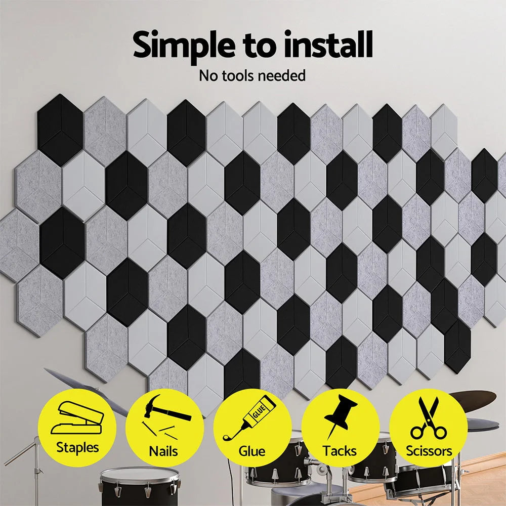 Acoustituff Acoustic Foam 12PCS 35x30x0.9cm Soundproof Absorption Panel Adhesive ...