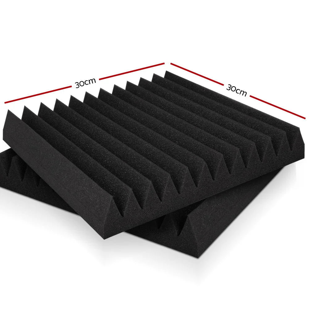 Black 30cm acoustic foam panel set with triangular foam blocks in a panel set