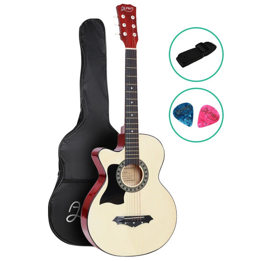 Acoustic Guitar ALPHA 38 Inch Wooden Left handed - Natural