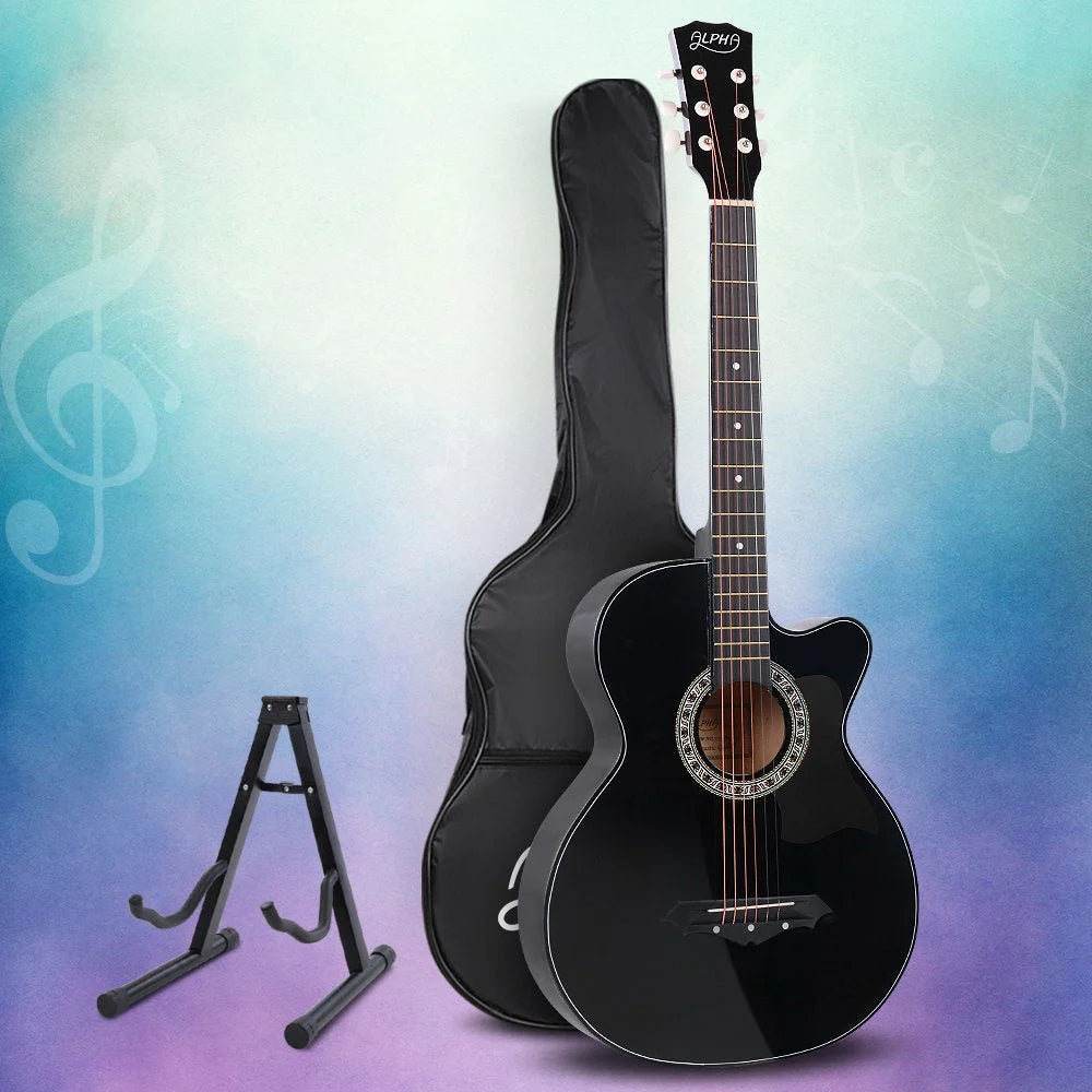 Acoustic Guitar ALPHA 38 Inch Wooden with Accessories set