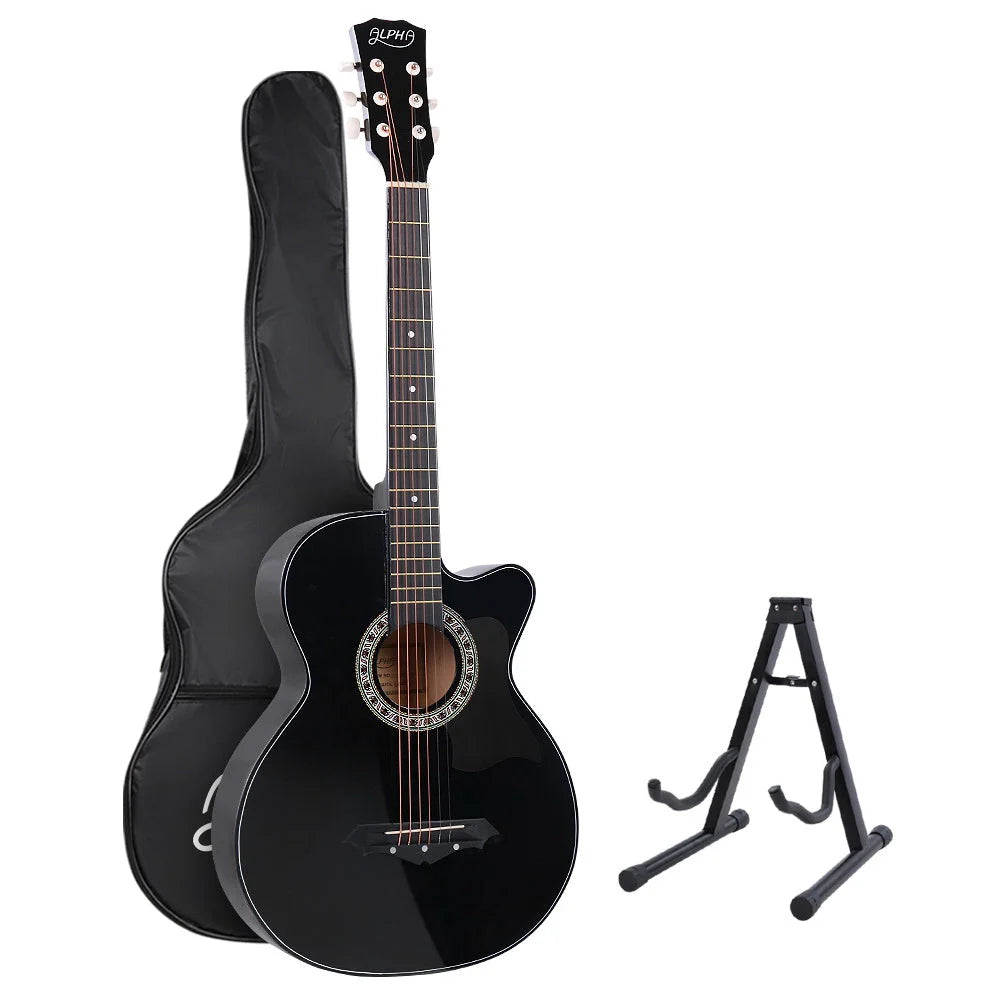 Acoustic Guitar ALPHA 38 Inch Wooden with Accessories set