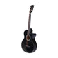 Black wooden acoustic guitar alpha with storage shelves and support legs