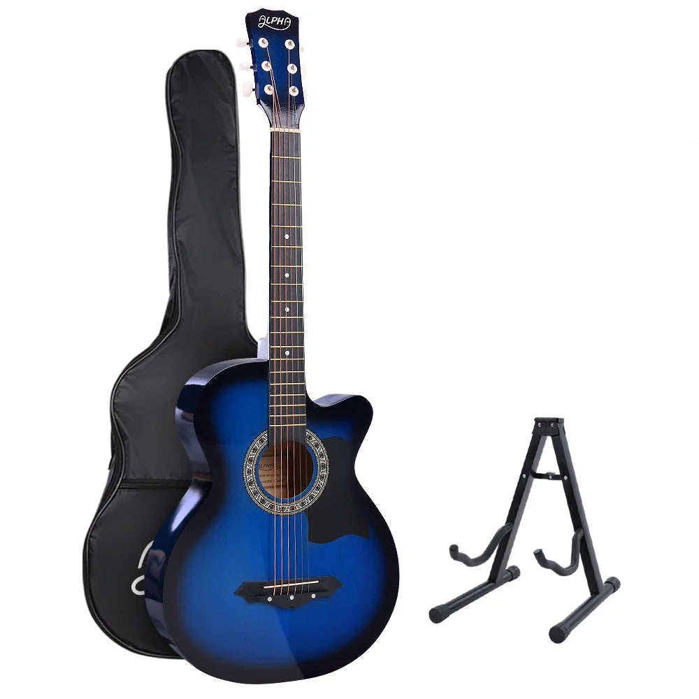 Acoustic Guitar ALPHA 38 Inch Wooden with Accessories set
