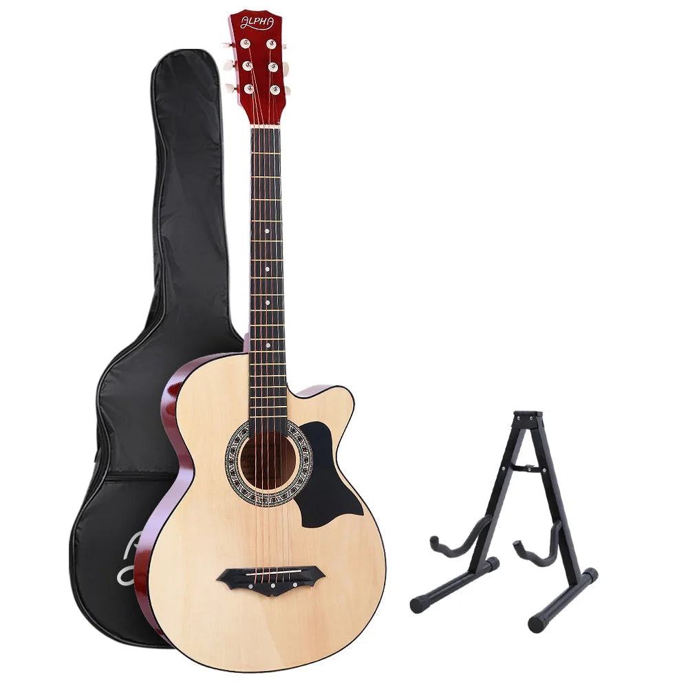 Acoustic Guitar ALPHA 38 Inch Wooden with Accessories set