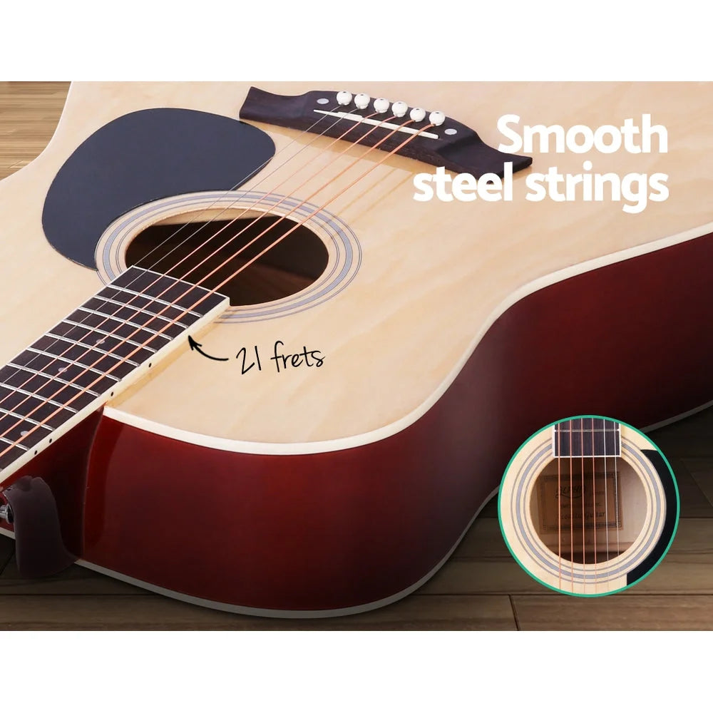 Acoustic Guitar ALPHA 41 Inch Wooden Natural Wood - Musical