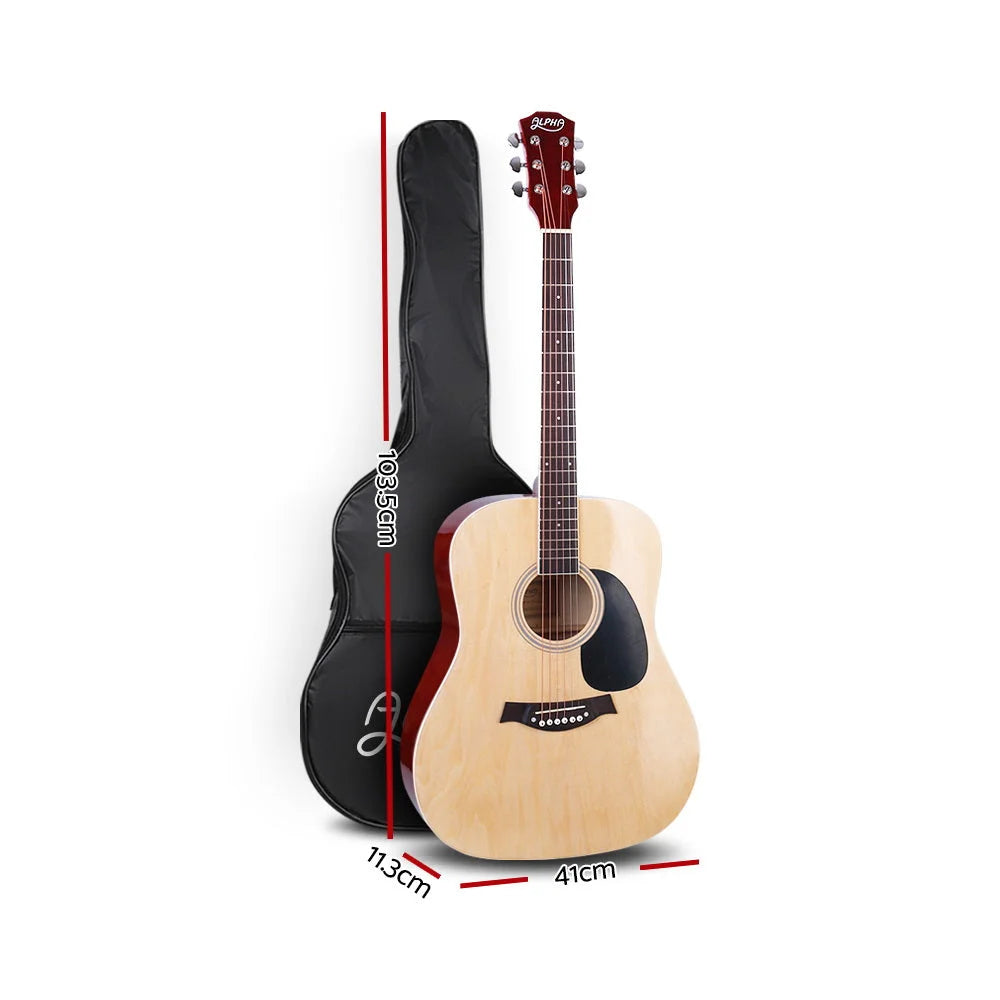 Acoustic Guitar ALPHA 41 Inch Wooden with Accessories set