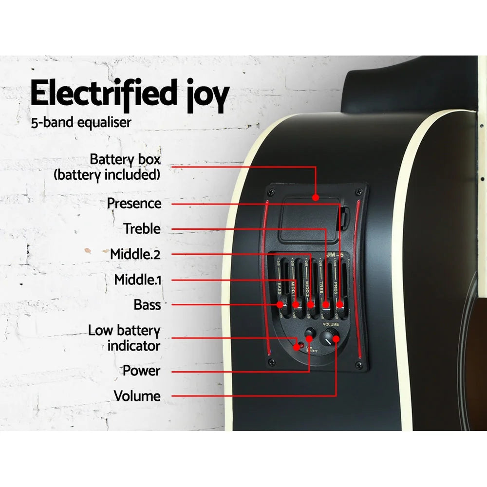 Acoustic Guitar Wooden Classical Full Size EQ Bass Black