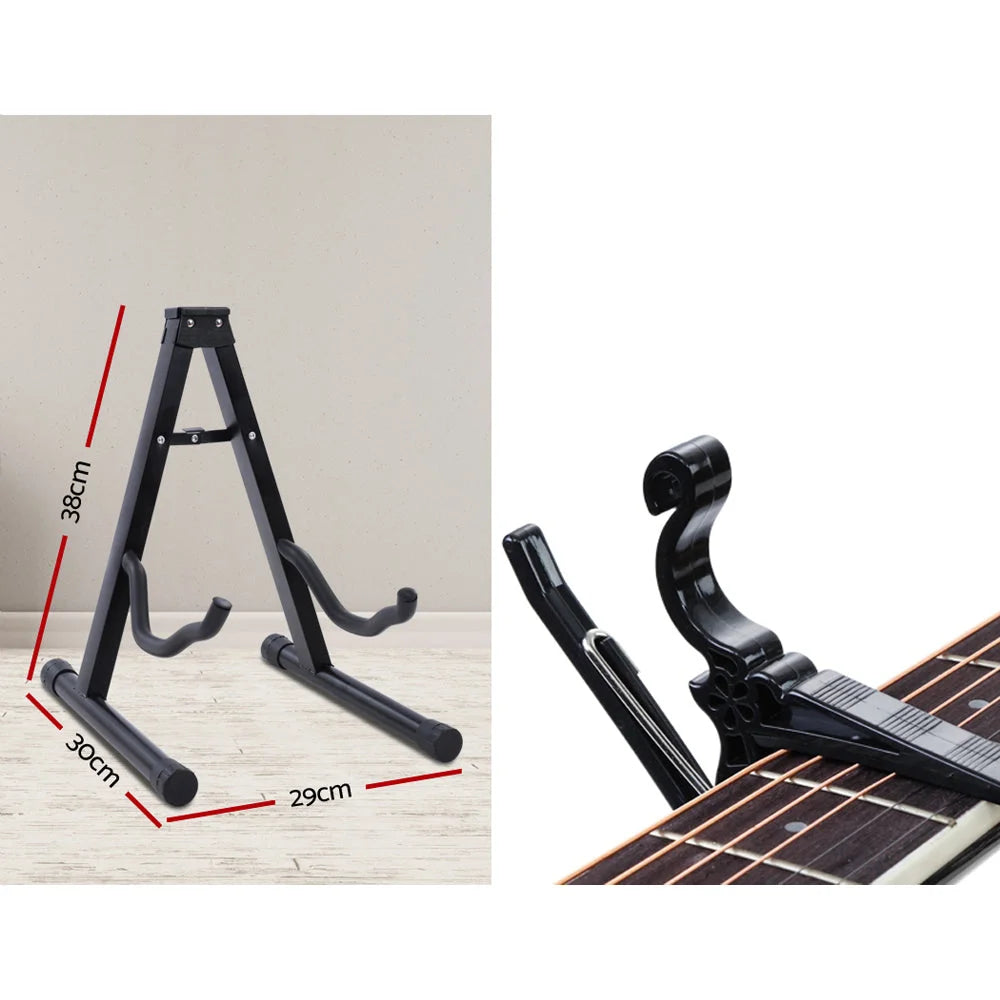 Acoustic Guitar Wooden Classical Full Size EQ Capo Black