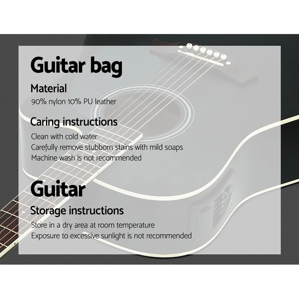 Acoustic Guitar Wooden Classical Full Size EQ Capo Black