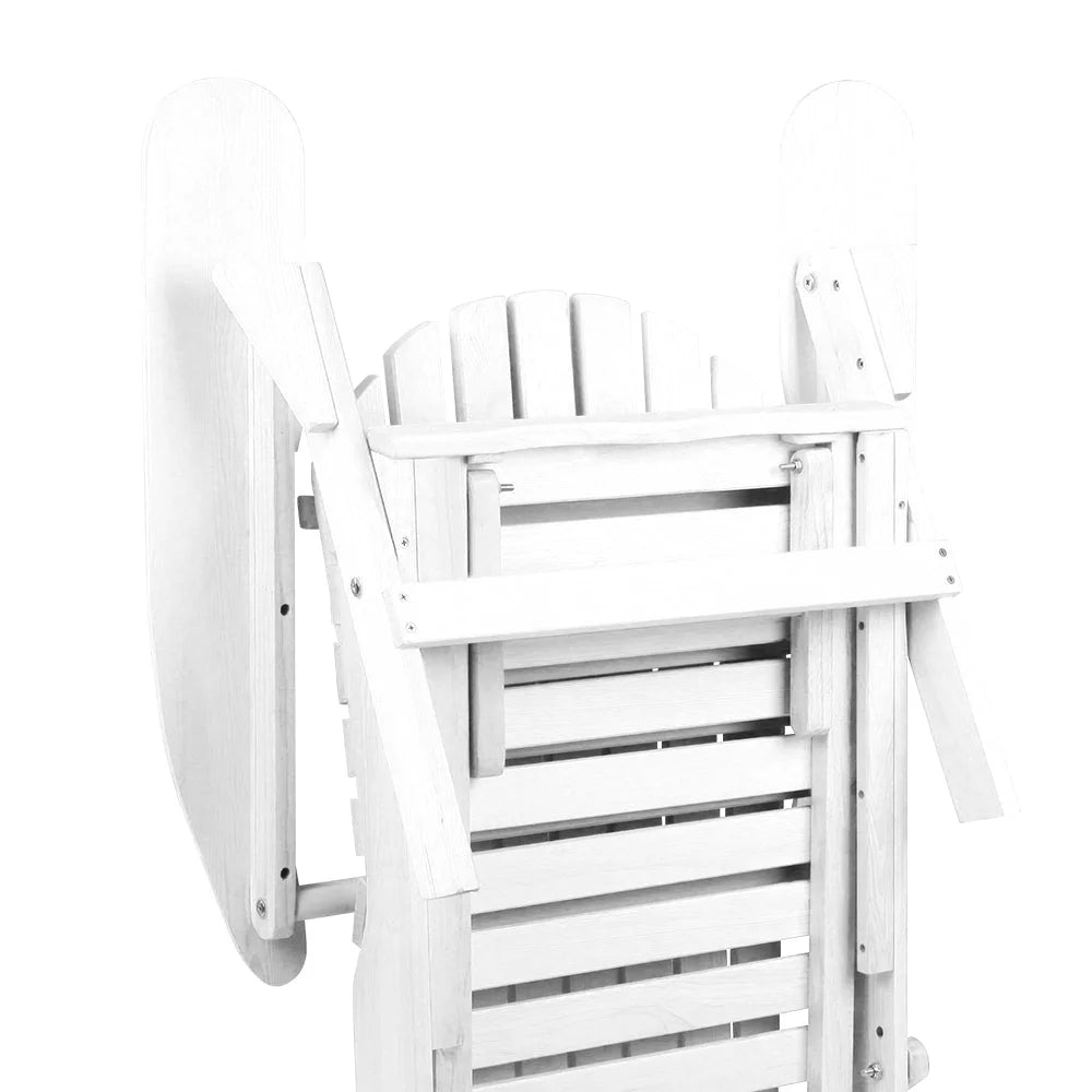 Adirondack Lounge Beach Chair Set 3-Piece - White - Outdoor