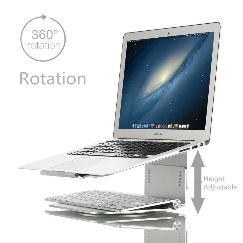 Adjustable Aluminum Laptop Stand - 360 Rotation Ergonomic