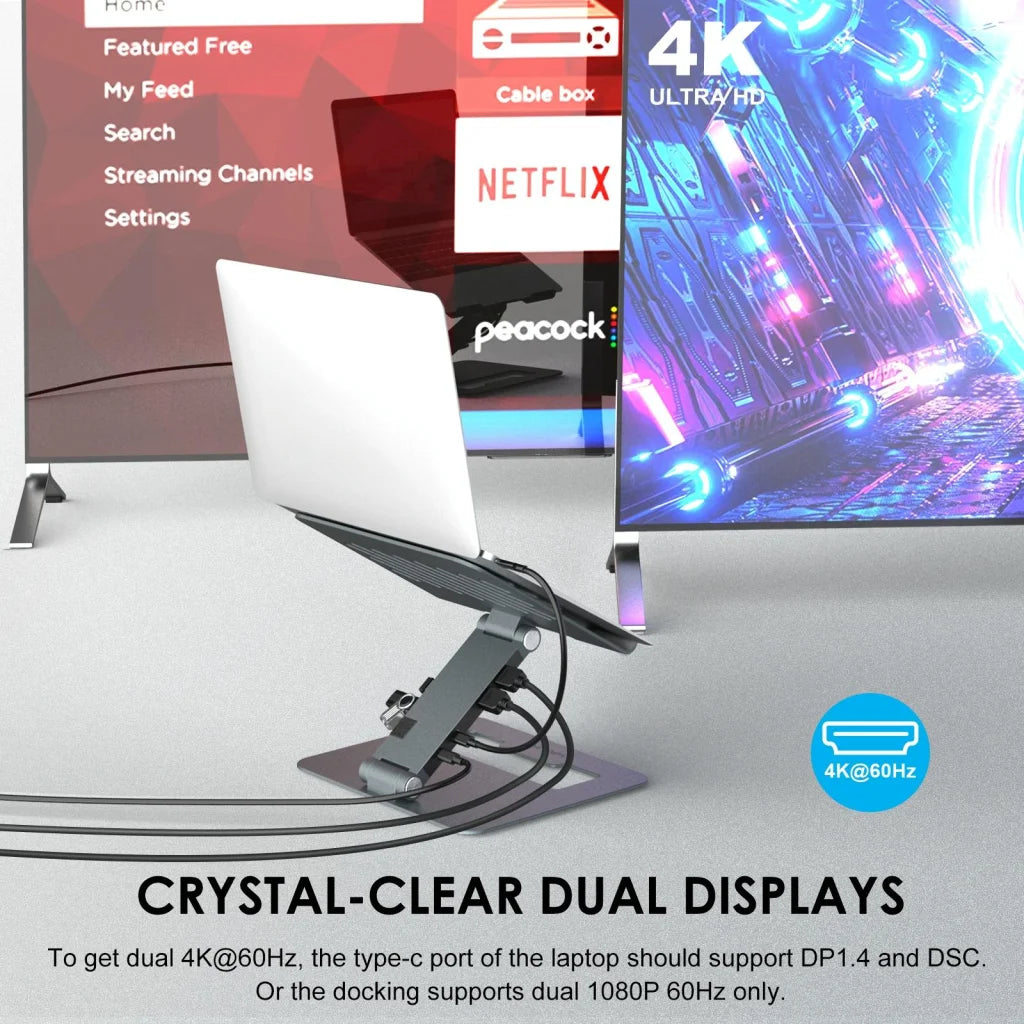 Adjustable Aluminum Laptop Stand with Type-c Docking