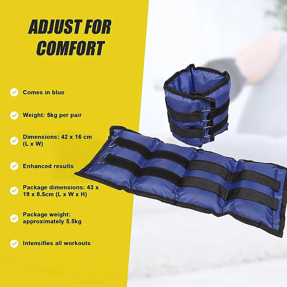 Adjustable Ankle/Wrist Weight Straps 5KG - Fitness