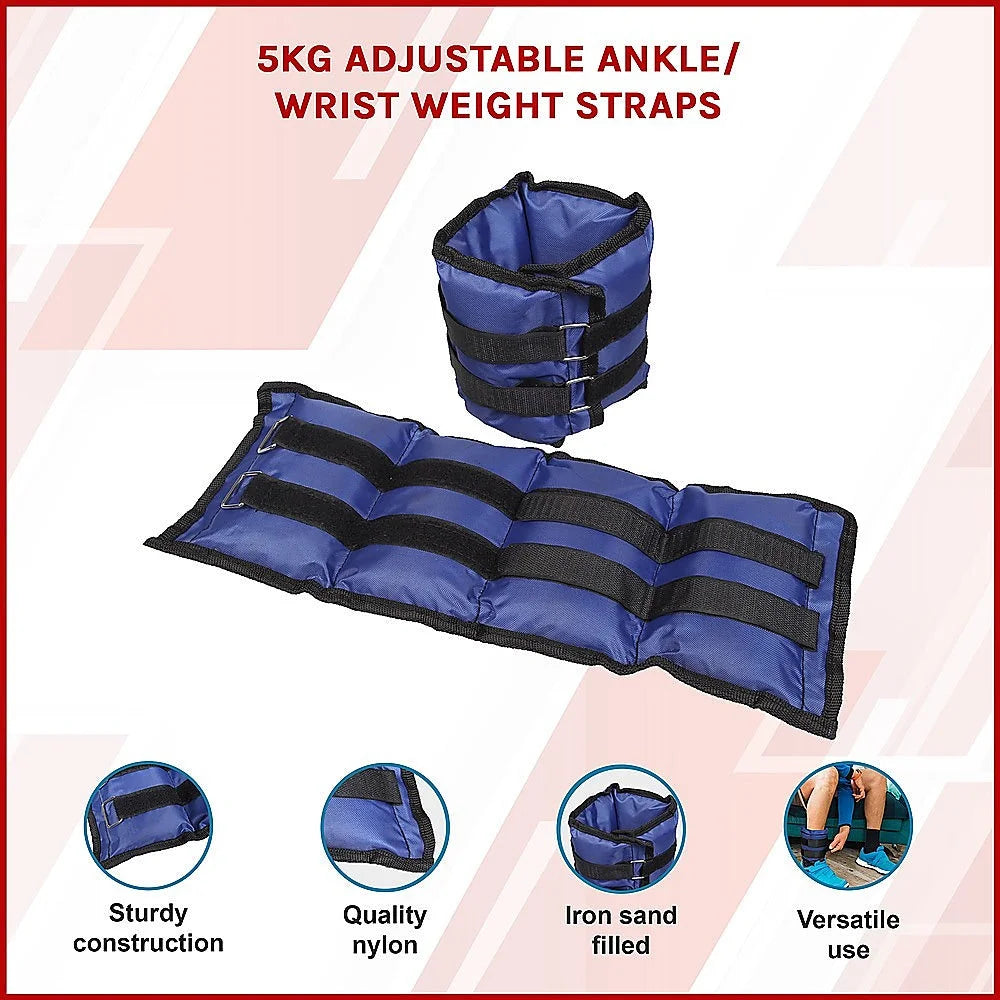 Adjustable Ankle/Wrist Weight Straps 5KG - Fitness