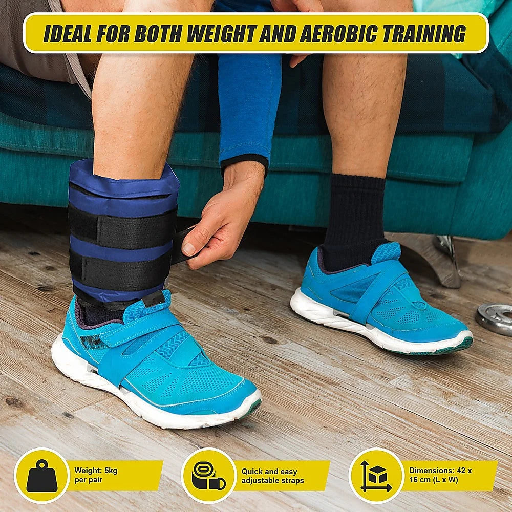 Adjustable Ankle/Wrist Weight Straps 5KG - Fitness